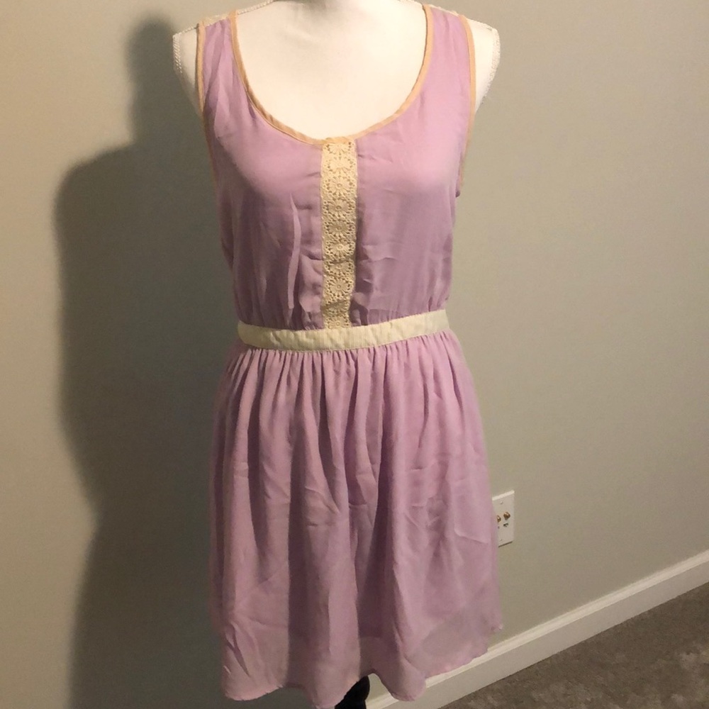 Lavender dress with crochet that detail